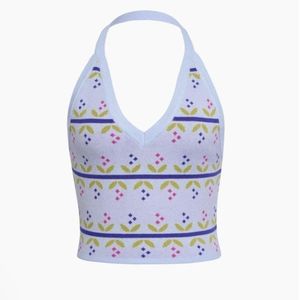 MICAS Jacquard Halter Crop Top - Large